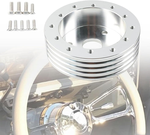 1'' Steering Wheel Hub Adapter Conversion Spacer,6 Hole to 3 Hole Steering Wheel Adapter Boss Kit(Silver)...
