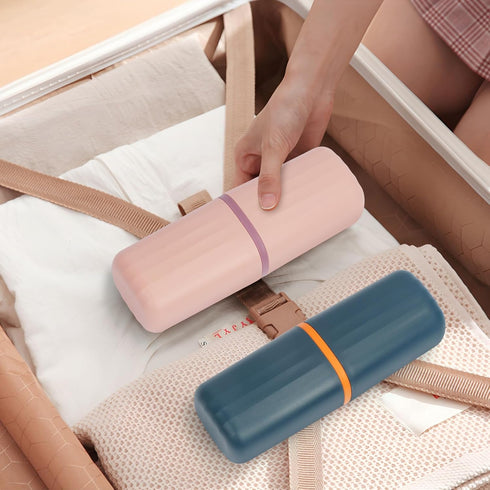 Travel Toothbrush Case,2pcs Travel Toothbrush Cup Holder Toothpaste Storage Containers, Portable Toothbrush Case for Travel Camping Business Schoo...