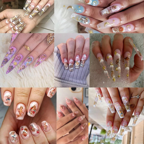 8 Sheets Angel Nail Stickers for Nail Art 3D Love God Cupid Nail Art Stickers Self-Adhesive Heart Rose Nail Supplies Cupid Angel Wings Flower Nail...