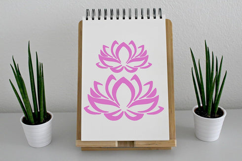 Reusable Lotus Flower Stencil 5.5" x 5.5" - Serene Botanical Design for Peaceful Crafts...