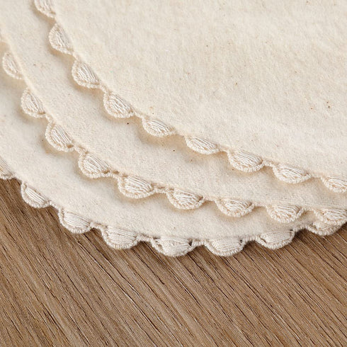 GZMM Baby Bib For Girls,Reversible Waterproof Handmade Natural Cotton Baby Drool Bib 0-12 months 2 Pack (off-white color A, 0-12 months)...
