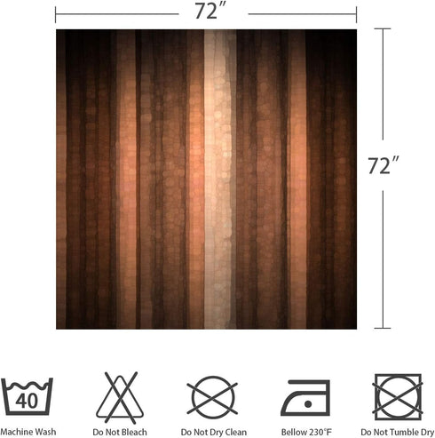 Gibelle Brown Striped Shower Curtain, Orange Copper and Pale Peach Abstract Fall Cool Glass Texture Vintage Ombre Design Bathroom Curtain Waterpro...