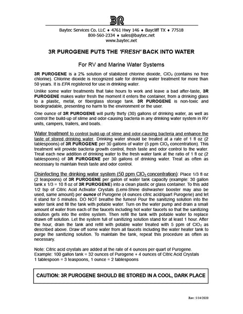 BayTec Containers 4oz Drinking Water Preserver Purog for Long-Term Storage of Drinking Water...