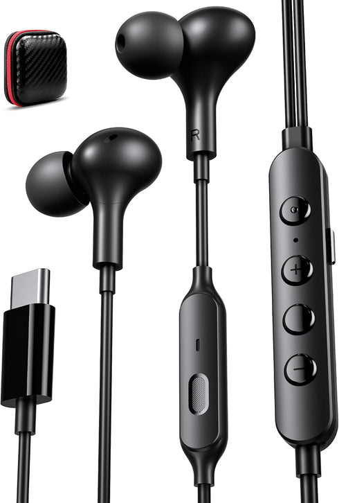 USB C Headphones Wired Earbuds with Microphone HiFi Stereo Deep Bass Noise Cancelling Multiple Music Sound Effects In Ear Earphones for Live Singi...