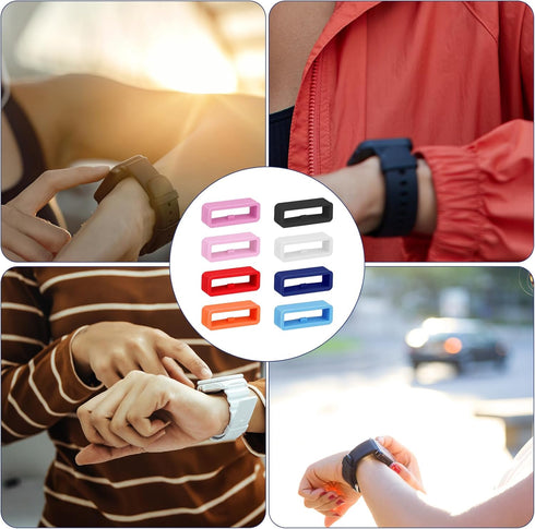 Smart Watch Band Fixing Rings, 8 Pack 20mm Watch Strap Silicone Security Connector Rubber Watch Band Secure Holder Loops Keeper Fastener Rings Rep...