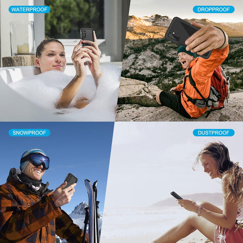 Lanhiem Samsung Galaxy A14 5G Case, IP68 Waterproof Dustproof, Built-in Screen Protector, Rugged Full Body Shockproof Protective Cover, Black/Clea...