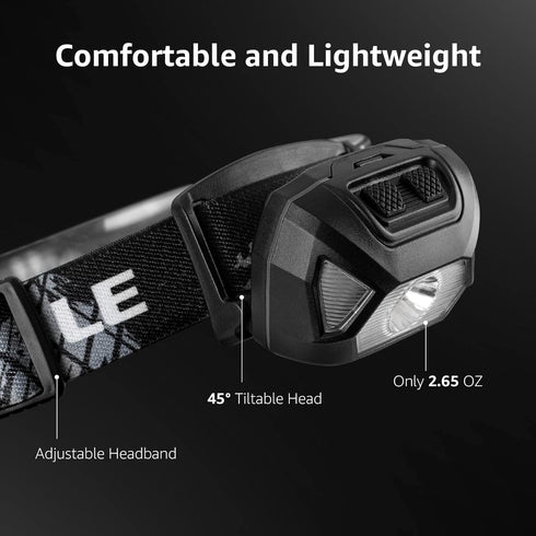 LE Headlamp Rechargeable, LED Head Lamp with 6 Modes for Camping & Hiking Gear Essentials, IPX4 Waterproof High Lumen Bright Headlight Flashlights...
