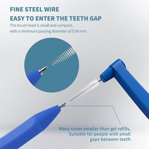 80 Count Interdental Brush Cleaners Dental Brushes Toothpick Tooth Flossing Head Oral Hygiene Angle with Portable Case Easy Use for Cleaning(Blue,...