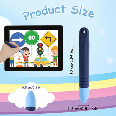 Kid Friendly Stylus Pen, 3.94x0.51 in Child Writing Tablet Toddler Silicone Baby Touchscreen with Lanyard Compatible Accessories with All Touch Sc...