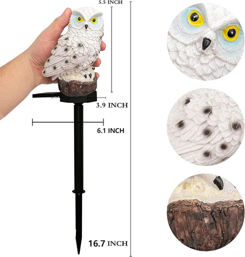 Dazzle Bright Owl Figure Solar LED Lights, Resin Garden Waterproof Decorations with Stake for Outdoor Yard Pathway Outside Patio Lawn Decor to Sca...