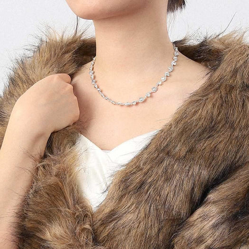 Unicra Bride Silver Necklace Earrings Set Crystal Bridal Wedding Jewelry Set Rhinestone Choker Necklace for Women and Brides...