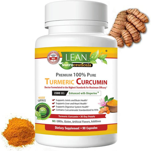 Turmeric Curcumin with Black Pepper Bioperine 2300 mg, Joint Liver Heart Digestion Health Support Herbal Supplement, Natural Curcuma Root Extract ...