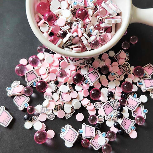 Pink Bubble Tea Pearls,Polymer Clay Sprinkle Mix (NOT EDIBLE)...