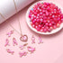 820PCS+ Breast Cancer Awareness Beads Charms for Jewelry Making, Enamel Pink Ribbon Charms Assorted Pink Loose Beads Letter Beads for Bracelet Nec...