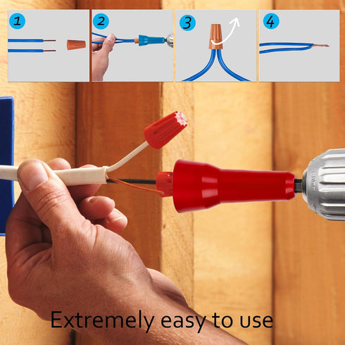 Wire Twisting Tool,Wire Twister,Wire Nut Twister,Spin-Twist Wire Connector Socket,Wire twist tool with 1/4" Chuck (Red)...