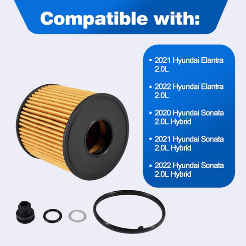 26350-2J000 Engine Oil Filter Fit for 2021-2024 Hyundai Elantra 2.0L 2020-2024 Sonata 2.0L Hybrid (4PCS)...