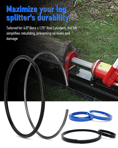 Hydraulic Log Splitter Cylinder Rebuild Seal Kit for 4.0"Bore x 1.75" Rod Cylinder, Dirty Hands Tools Huskee Log Splitter Parts Hydraulic Cylinder...