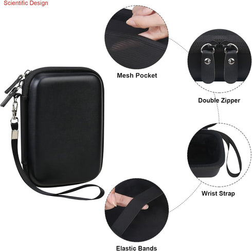 Carrying Case for KODAK Mini 2 Retro 4PASS Portable Photo Printer, Digital Instant Print Camera Travel Bag Storage Holder, Mesh Pocket Fits Printi...