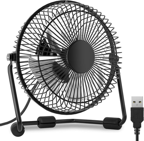 mollie 4-Inch Small USB Desk Fan for Home Office Bedroom Mini Personal Desktop Air Circulator Ultra Quiet Cooling Table Fan Adjustable Tilt Black...