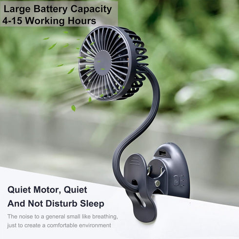 Clip on Fan Usb Mini Fan Battery Operated Desk Fan with Emergency Power Bank, Baby Stroller Fan Rechargeable Personal Fan Flexible Neck 3 Speeds G...