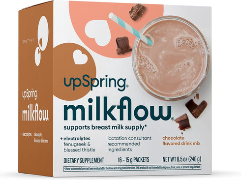 UpSpring Milkflow Electrolyte Breastfeeding Supplement Drink Mix with Fenugreek | Chocolate Flavor | Lactation Supplement to Promote Healthy Breas...