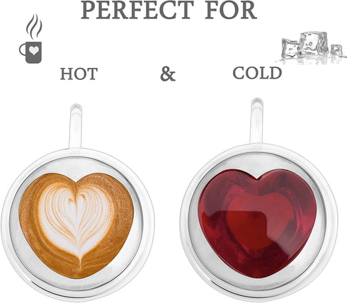 Asng Heat Resistant Double Layer Heart-Shaped Glass Coffee Cup (240ML/8oz)...