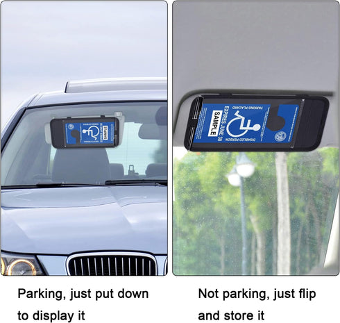 Handicap Placard Holder for Auto, Wisdompro Disabled Parking Permit Sign Protector for Car Sun Visor with Note Paper Slot, Pen Holder and Elastic ...