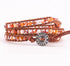 KELITCH Created Fire Agate Beads on Genuine Leather 3 Wrap Bracelet Handmade New Charm summer Jewelry...