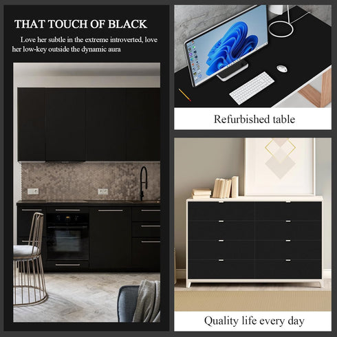 practicalWs Black Wallpaper Peel and Stick 17.7 "x118.1 Removable Black Contact Paper, Self-Adhesive Matte Textured Vinyl Wall Paper for Bedroom L...