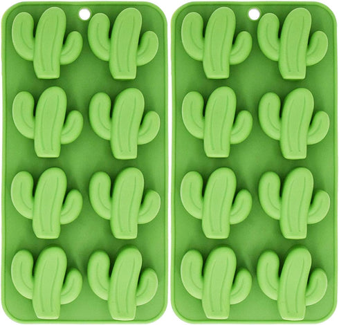 Fewo 8-Cavity Cactus Ice Cube Tray, Cacti Silicone Mold for Chocolate, Candy, Cookie, Fondant, Gummy, Jello, Baking, Candle, Cupcake Topper Decora...