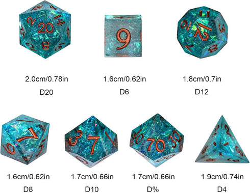 7PCS DND Dice Set,Handmade Sharp Edge Dice Set D&D RPG Polyhedral Dice,for Dungeons and Dragons TTRPG Games Roleplaying Games Shadowrun Pathfinder...