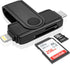 USB C Lightning SD Card Reader for iPhone 15 iPad Mac - 2 in 1 Micro SD/SD Card Adapter(Read two cards simultaneously), Portable Digital Camera Ad...