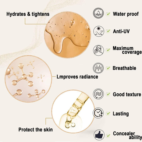 VEZE Tattoo Concealer, Waterproof, Makeup, Skin Foundation, Concealer, Scar, Vitiligo, Dark Spots, Body Art, Tattoo Cover, Anti-Adhesive...