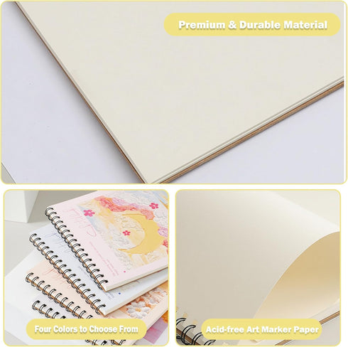 Cute Sketchbook 8 x 11.5 - Sketchbook for Drawing Spiral Bound, 45 Sheets (90 Pages) 68lb/100gsm - Acid-Free Sketch Pad for Teens, Adults, Artists...