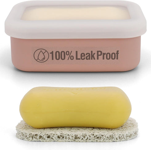Compact Leakproof Travel Soap Case, Silicone Travel Soap Container, Portable Soap Box with Drainage Layer, Shatterproof Soap Holder for Bathroom, ...