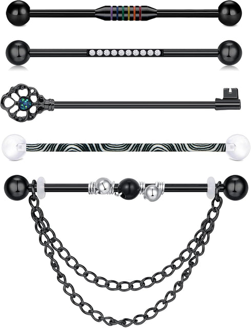 QWALIT Industrial Piercing Jewelry Industrial Piercing Industrial Earrings for Women Men 16g 14g Industrial Barbell Surgical Stainless Steel Scaff...