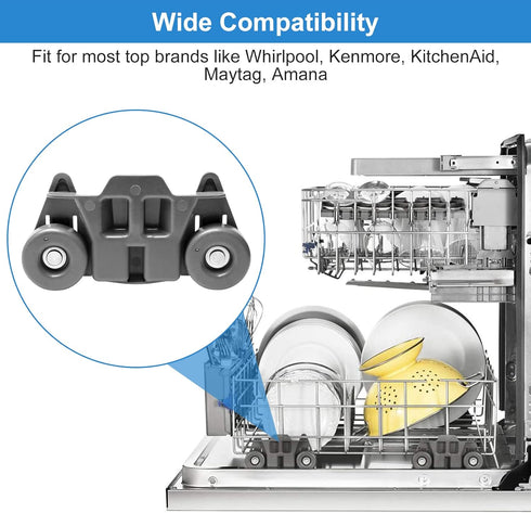 Upgraded W10195416V W10195416 Dishwasher Wheels Lower Rack for Kitchenaid Dishwasher Rack Wheels Whirlpool Maytag Kenmore Dishwasher Rack Parts AP...