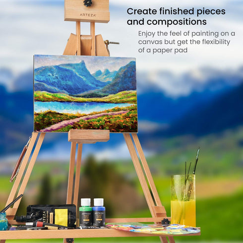 ARTEZA Canvas Pad, 9 x 12 Inches, Pack of 1, 10 Sheets, Glue-Bound Canvas Paper for Oil and Acrylic Painting and Mixed Media Techniques...