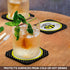 3dRose cst_57078_1 Cute Yellow Bumble Bee on Black and White Polka Dots-Soft Coasters, Set of 4...