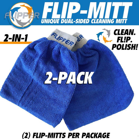 Flipper FLIP-MITT 2 in 1 Dual-Sided Terry Cloth and Microfiber All-Purpose Cleaning Mitt - 2 Pack...