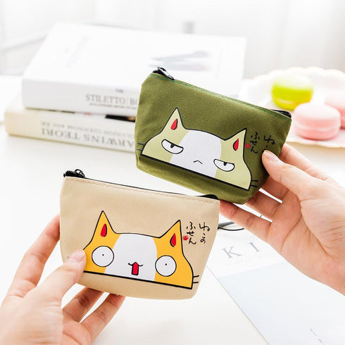 Oyachic 4 Packs Cute Coin Purse Cat Change Pouch Vintage Canvas Zipper Wallets Women Clutch Mini Bag Christmas Birthday Bag Clasp Closure...