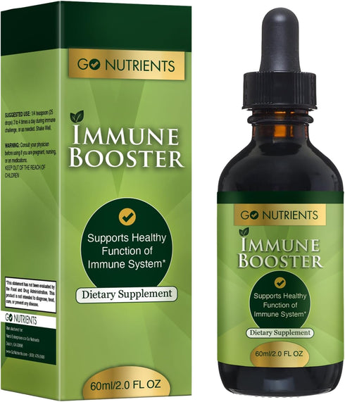 Go Nutrients Immune Booster – Liquid Herbal Support with Echinacea, Goldenseal & Usnea - 7 in 1 Enhancing Defense for Adults & Kids | 2 oz Tinctur...