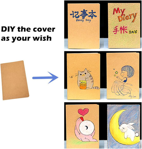 ALIMITOPIA 6pcs Travelers' Notebook Thread-bound Journal Diary Memo Pad,A6 Size & 30 sheets(Dot Gridding Pages)...
