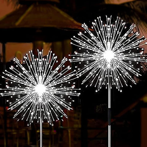 JJGoo Solar Firework Lights, 2 Pack 120 LEDs 2 Lighting Modes Outdoor Waterproof for Garden Patio Walkway Pathway Party Wedding Christmas Decorati...