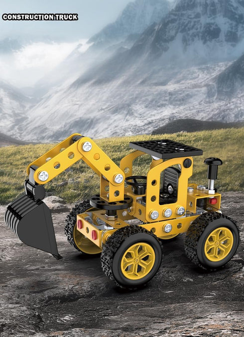 Erector Sets Metal Assembly Toys Model Excavator Kits STEM Projects Model Car Kits to Build Jixin Xyzhi Birthday Gifts for Kids 8-16 Yellow...