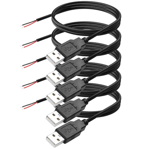 YAODHAOD USB A Male 2 Pin Bare Wire, 22AWG USB 2.0 Male Plug to Bare Wire Open End Extension Cable,for USB Equipment Installed or Replace Repair D...