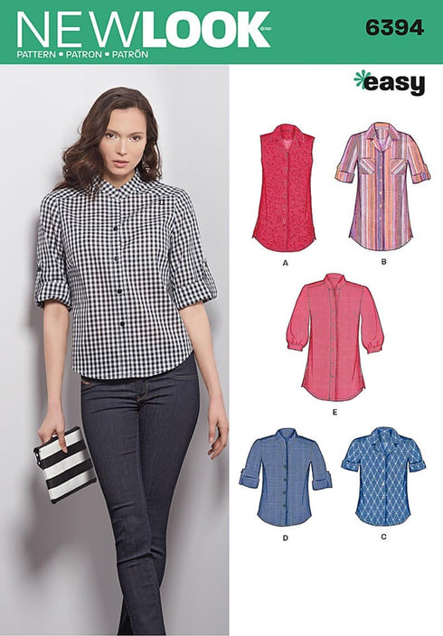 New Look Sewing Pattern UN6394A Autumn Collection Misses' Button Front Tops Sewing Patterns, A (8-10-12-14-16-18)...