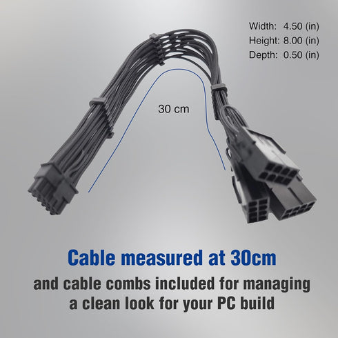 Premium Sleeved 12VHPWR PCI-e 5.0 16Pin (12+4) to Triple 8-Pin GPU Power Extension Cable (F04-303BK)...