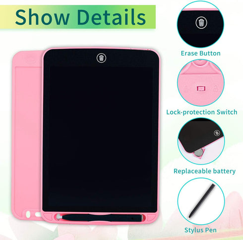 Girls Toys Gifts LCD Writing Tablet for Kids 10 Inch, Colorful Doodle Board Drawing Tablet with Lock Function, Erasable Reusable Writing Pad, Educ...