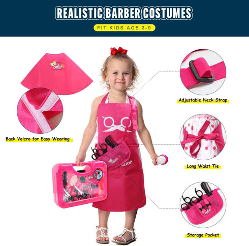 Girls Beauty Salon Set Pretend Play Stylist Hair Cutting Kit Hairdresser Toys with Hair Dryer, Scissors, Barber Apron and Styling Accessories...